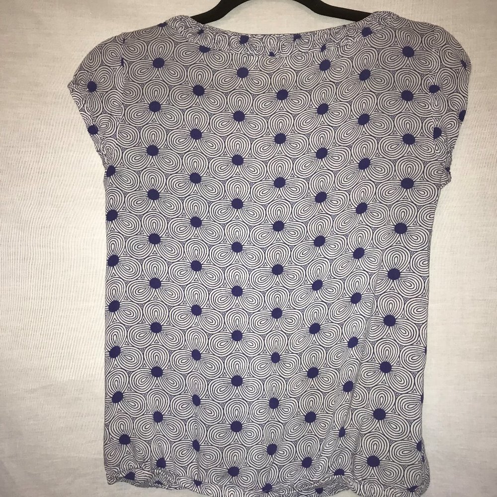 LOFT Blue White Floral Capped Sleeve Blouse XSP